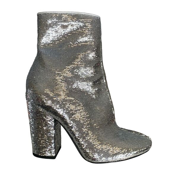 Disco Sequin Boots Kendall + Kylie Silver Size 6 Glam - Picture 5 of 14